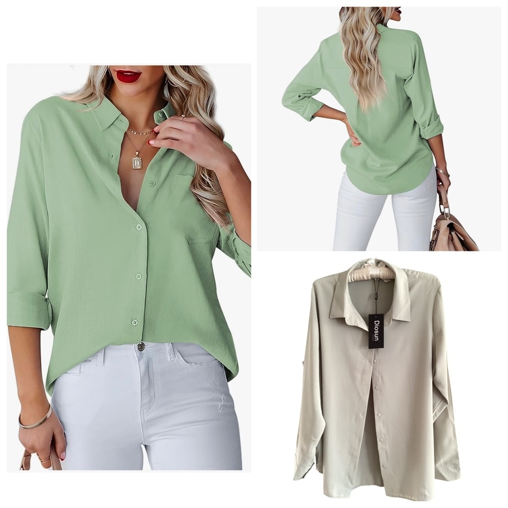 🌼 NWT Diosun Long Sleeve Button-Up Shirt Size XL